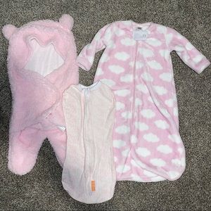 3 piece baby girl sleep sacks bundle lot; Size 0-3M